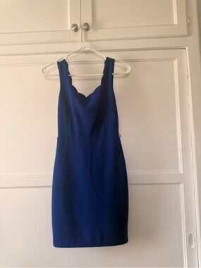 City Studio Royal Blue Scallop-Neck Mini Dress